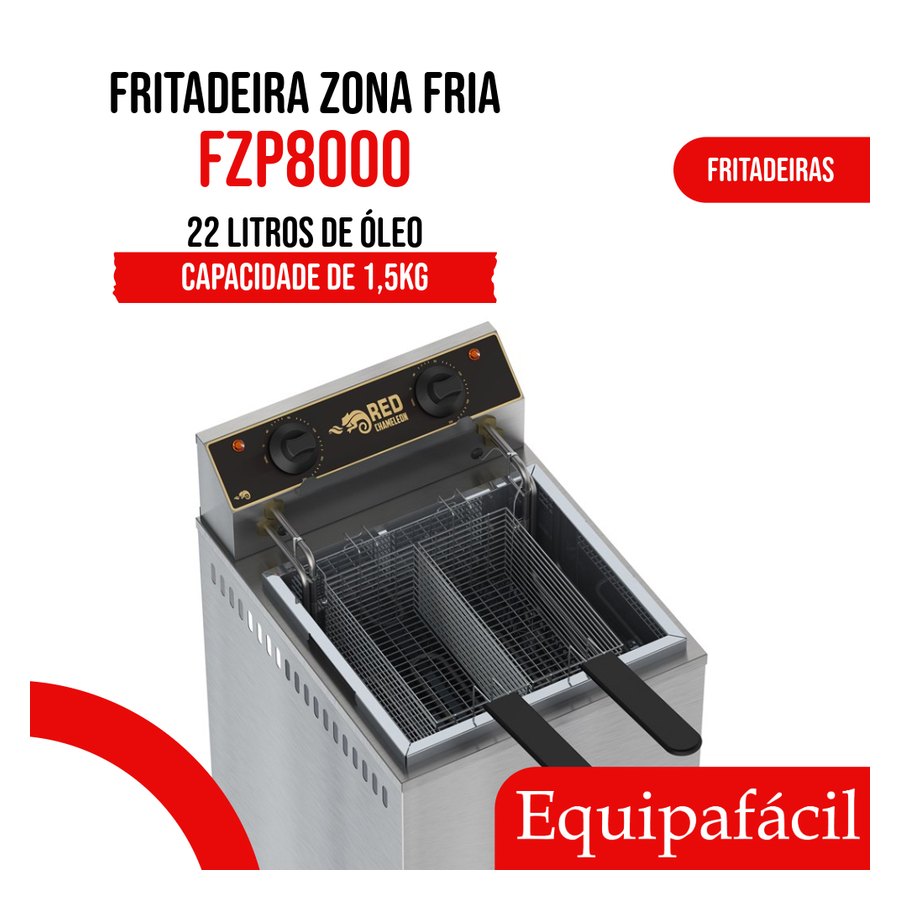 FRITADEIRA PEDESTAL 22L ZONA FRIA 8000W 220V - RED CHAMELEON