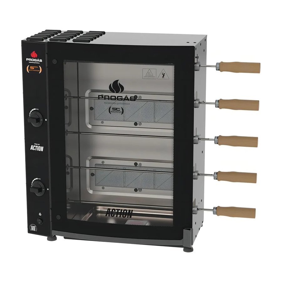 ASSADOR ROTATIVO 5 ESPETO A GAS PRAC-05I ACTION BIV 50-60HZ - PROGAS
