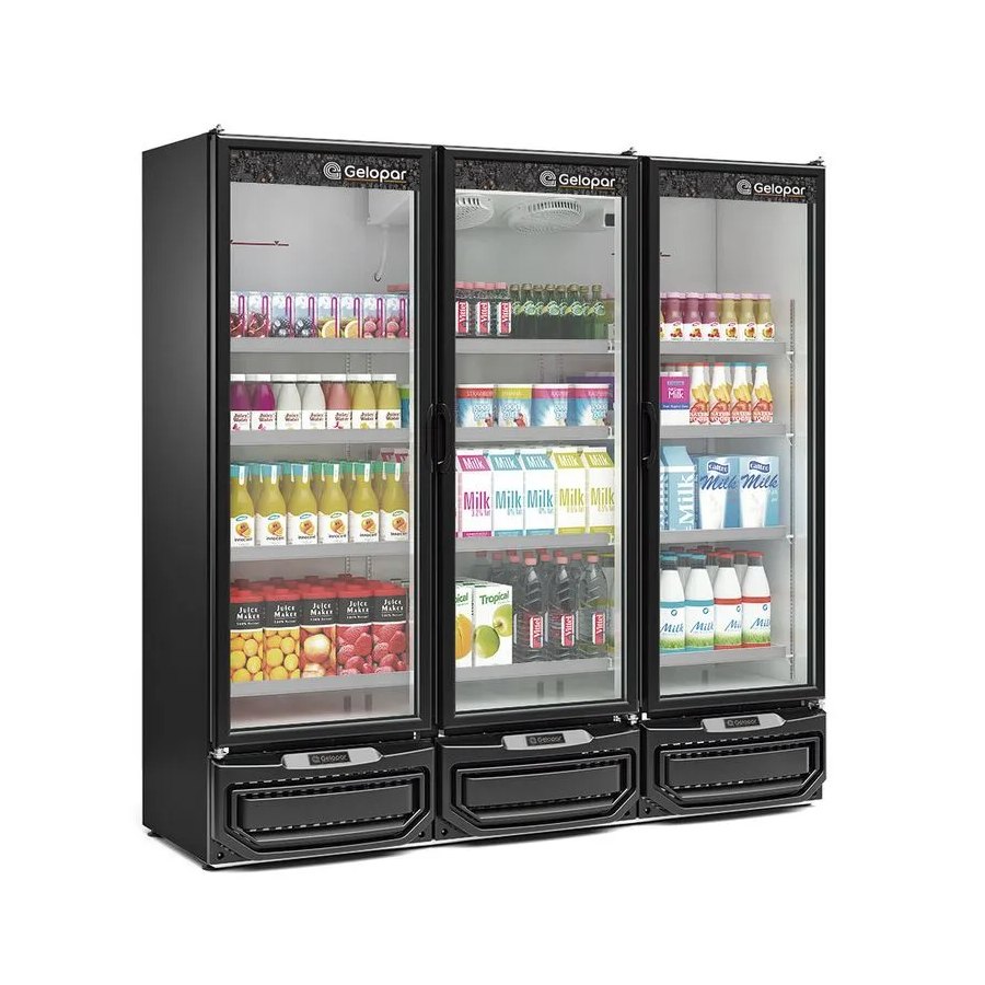 REFRIGERADOR VERTICAL CONVENIENCIA 3 PORTAS GCVR-1450 PR 220V - GELOPAR