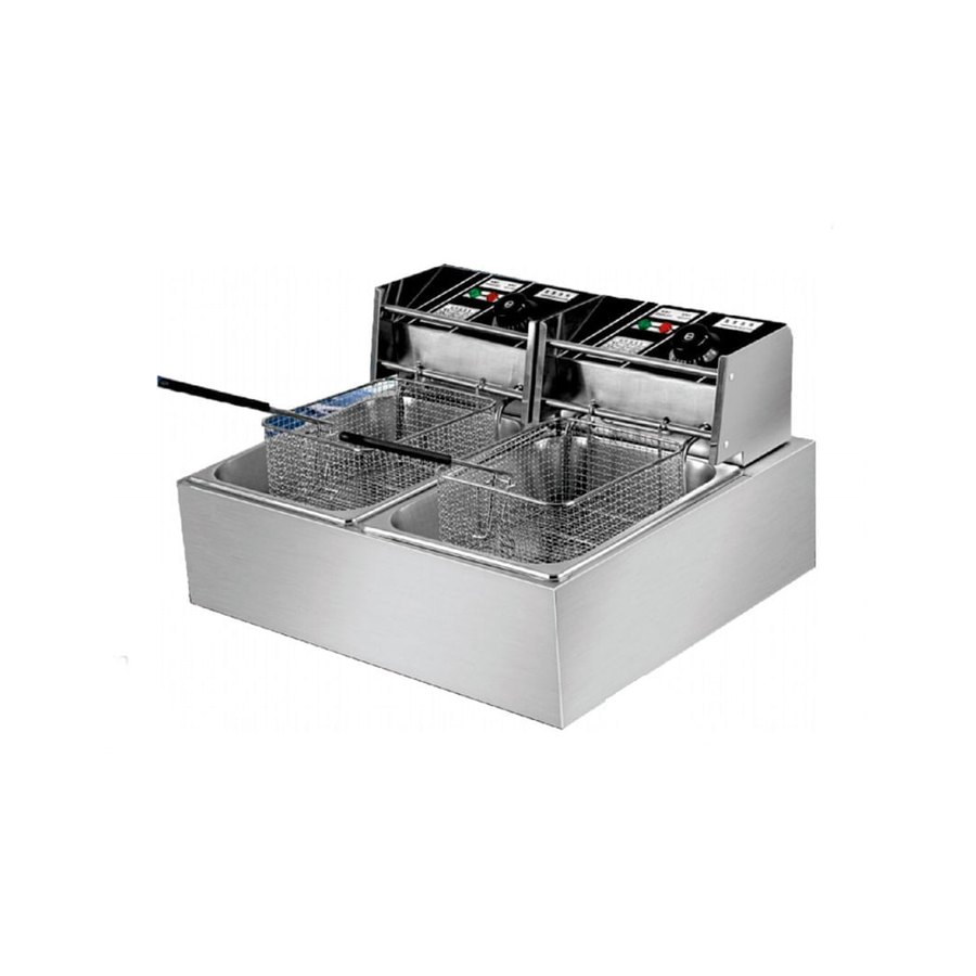 FRITADEIRA ELETRICA 12L 2 CUBAS FZL-12 C/ TAMPA 220V IMPORT - STEVAN METAL