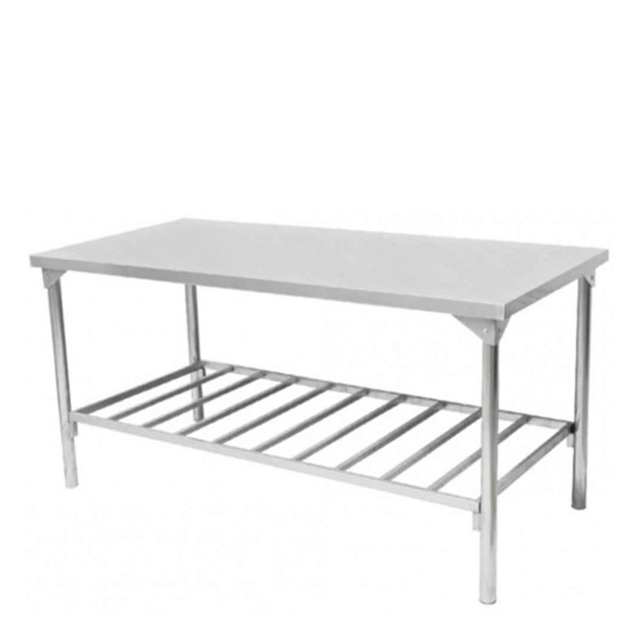MESA TOTAL INOX 430 190X70 COM PRATELEIRA GRADEADA MTII70S - INNAL