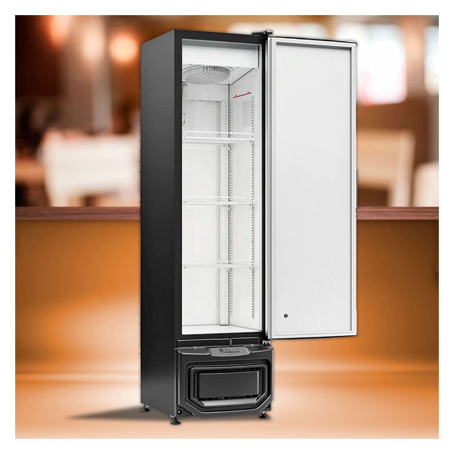CERVEJEIRA 230L PORTA CEGA TIPO INOX LATERAIS PRETAS C/ DIGITAL NA PORTA GCB-23E/GW/TI - GELOPAR