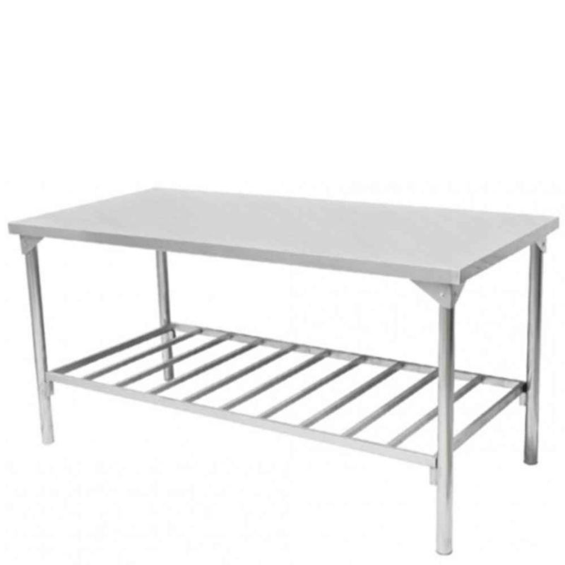 MESA TOTAL INOX 430 190X70 COM PRATELEIRA GRADEADA MTII70S - INNAL