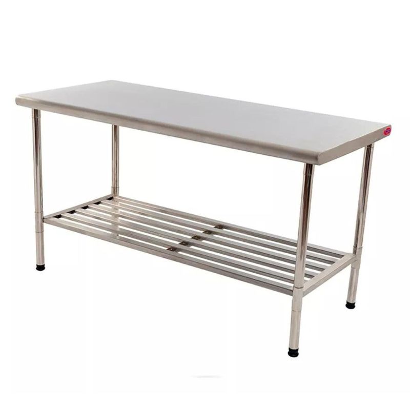 MESA MULTIUSO INOX 430 120X70CM COM PRATELEIRA GRADEADA 5813 - IMECA